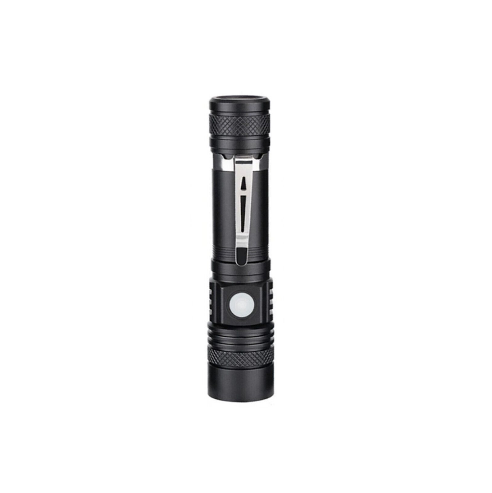 Mini LED Tactical Flashlight Super Bright Zoomable Hand Lamp Rechargeable 2pcs