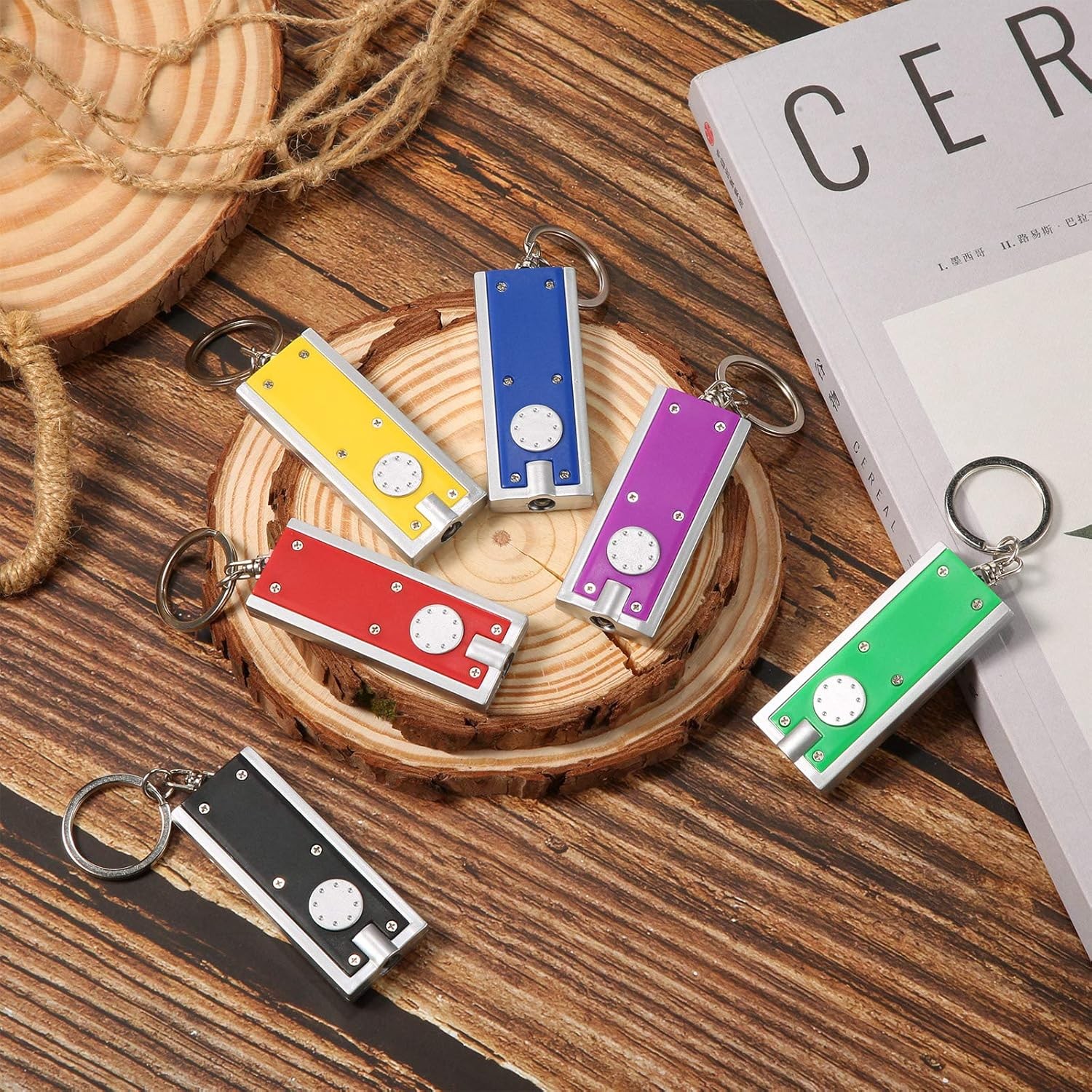 Mudder 12 Pcs Mini LED Keychains Light Torch Flashlight Key Ring Bright