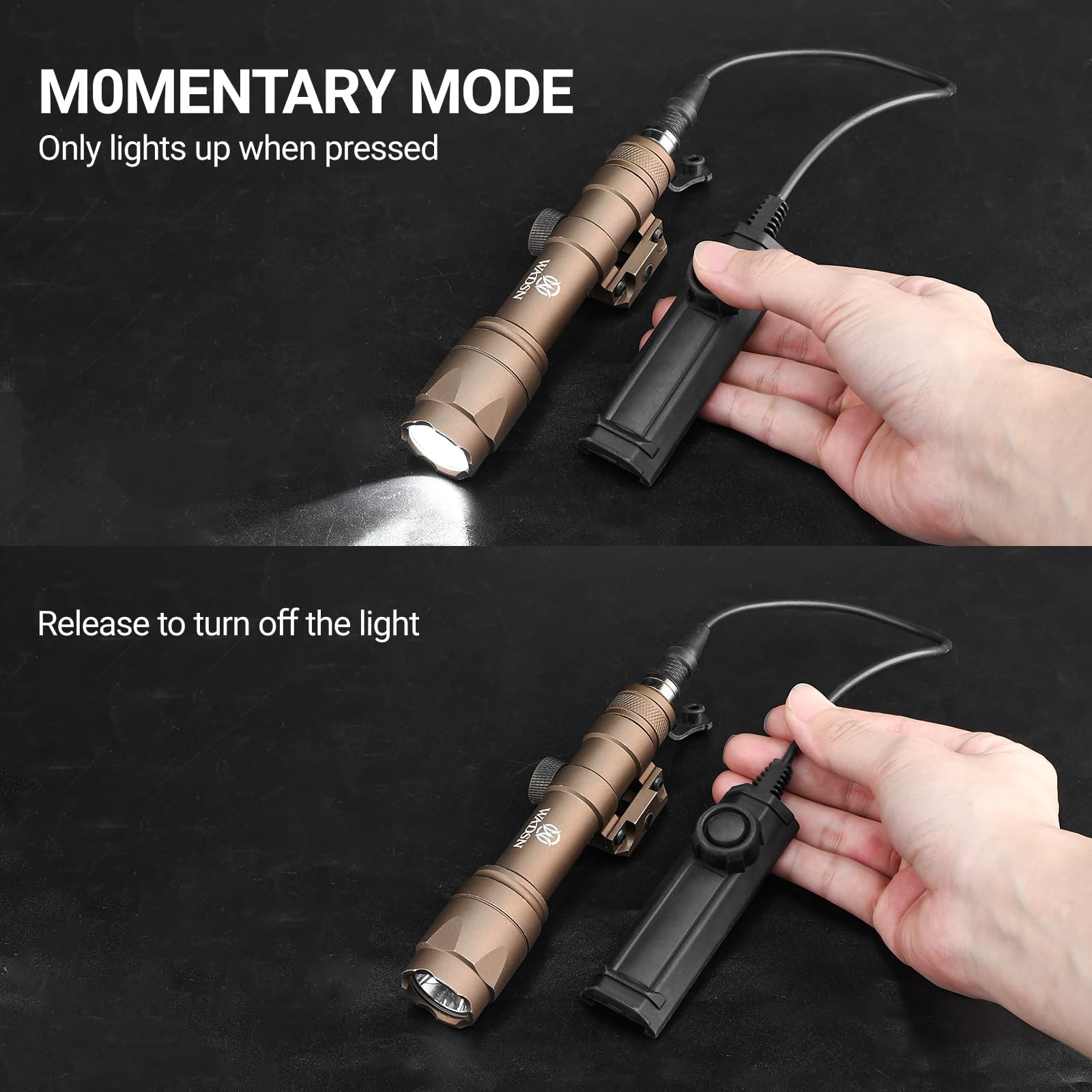 NOBUHIRO 500 Lumens Tactical Flashlights Tan M600C Light with Dual Function R…