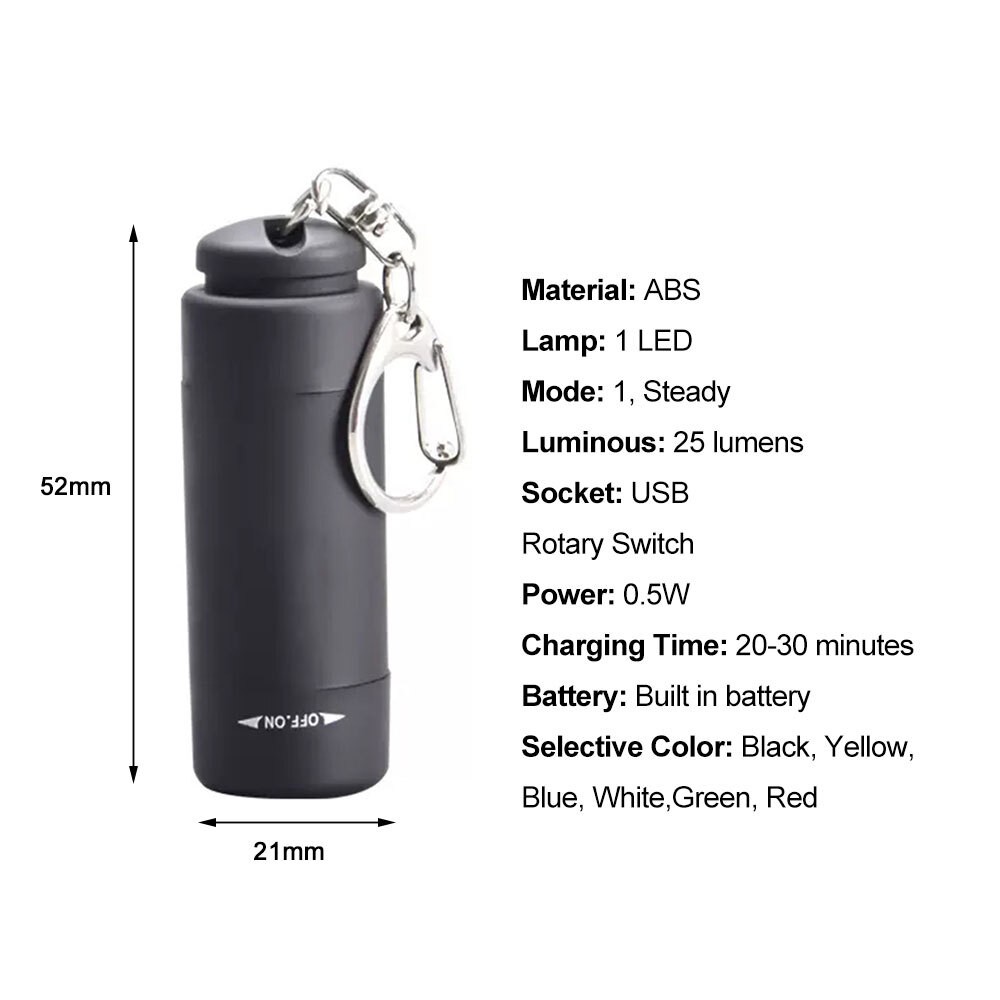2X Portable LED Flashlight Torch USB Rechargeable Mini Pocket Keychain Light US