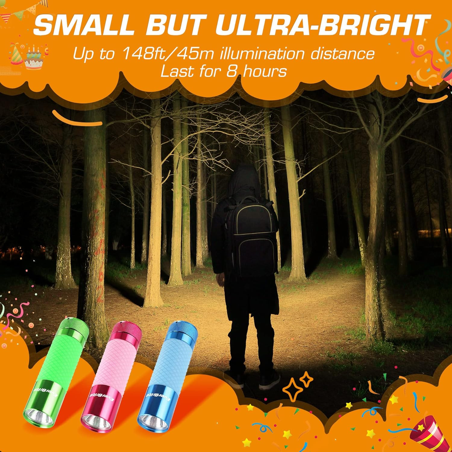 3-Pack Mini Flashlights, Glow in Dark Flashlights, Aluminum LED Flashlights Outd