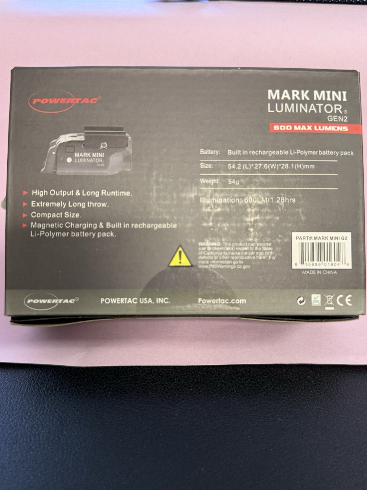 PowerTac Mark Mini Gen 2 Luminator 600 Lumen Compact & Tactical PL Light
