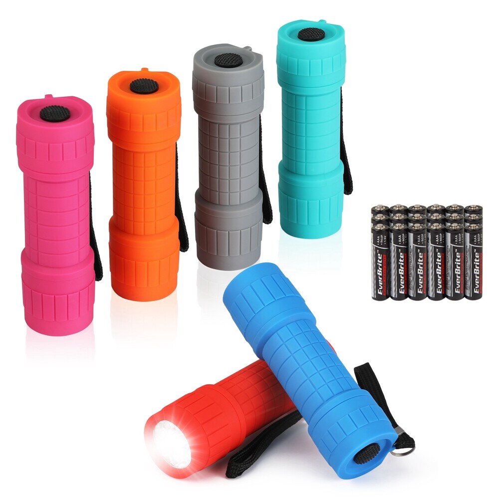 EverBrite 9 LED Flashlight 6-Pack Compact Handheld Bright Torch Assorted 6 Color