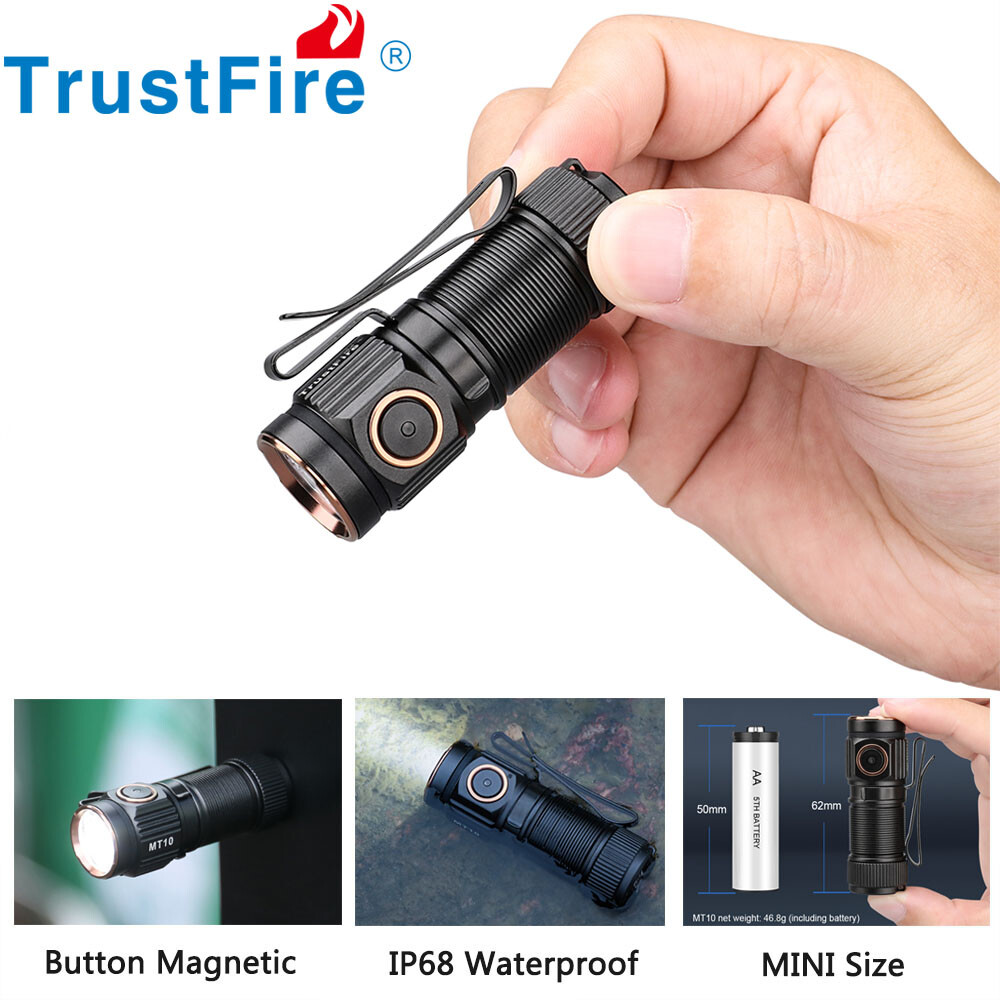 TrustFire MT10 EDC Pocket Flashlight 1000LM Type-C Quick Charging LED MINI Torch
