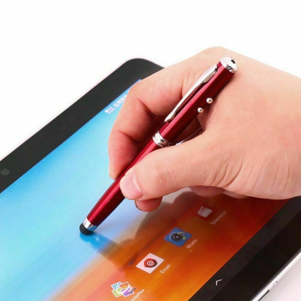 4in1 Multi-Functional Stylus Led Light Laser Pointer Ink Pen Point Touch Screen