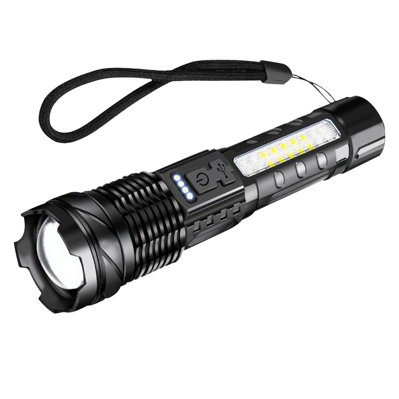 Tactical White Laser LED Flashlight Torch 5 modes zoom USB Rechargeable Lamp Alu