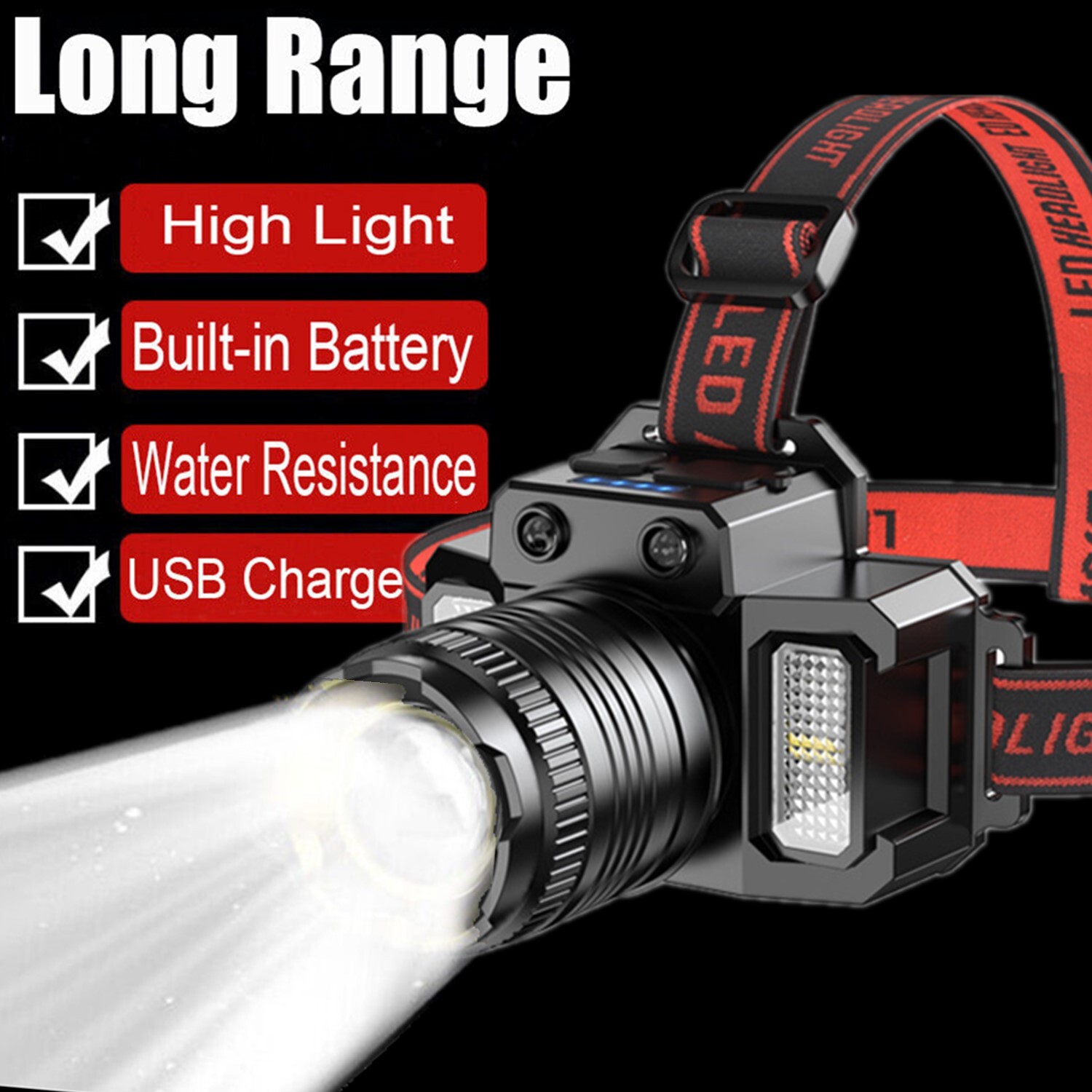 99000LM LED Headlamp Rechargeable Headlight Zoomable Head Torch Lamp Flashlight