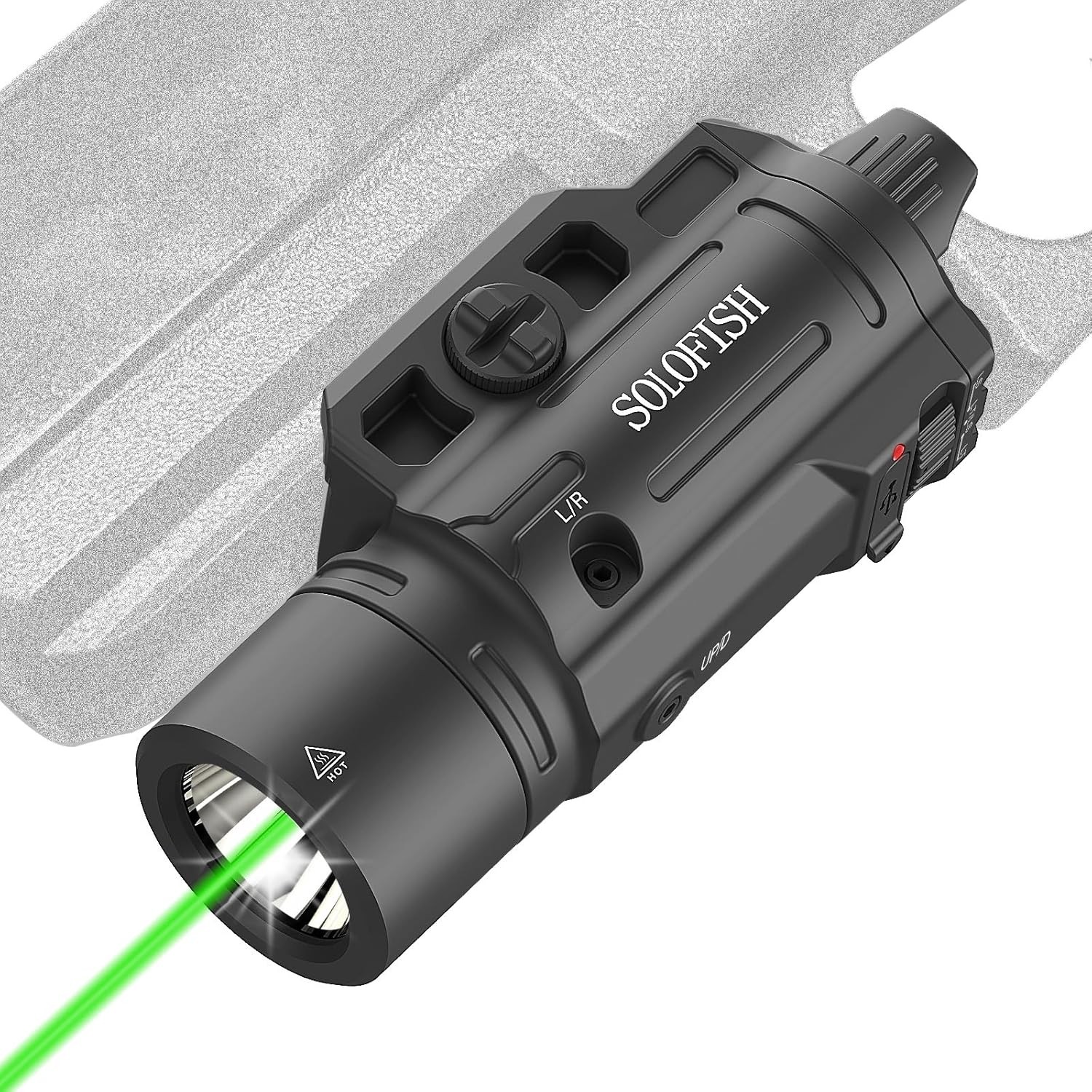 1500lm Tactical Pistol Light Green Beam Combo Flashlight Attachment Stright