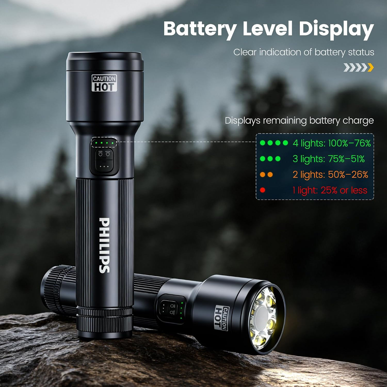 PHILIPS SFL2152 Rechargeable EDC Tactical Flashlight, 1900 High Lumens Aluminium