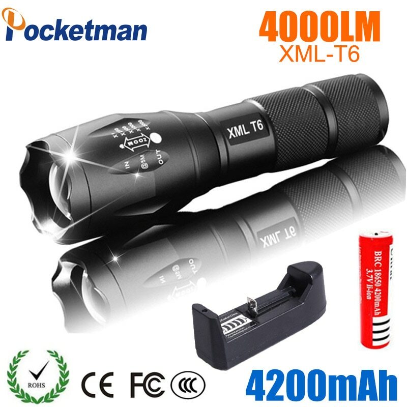 LED Rechargeable Flashlight XML T6 Linterna Torch 4000 Lumens Led Flashlight