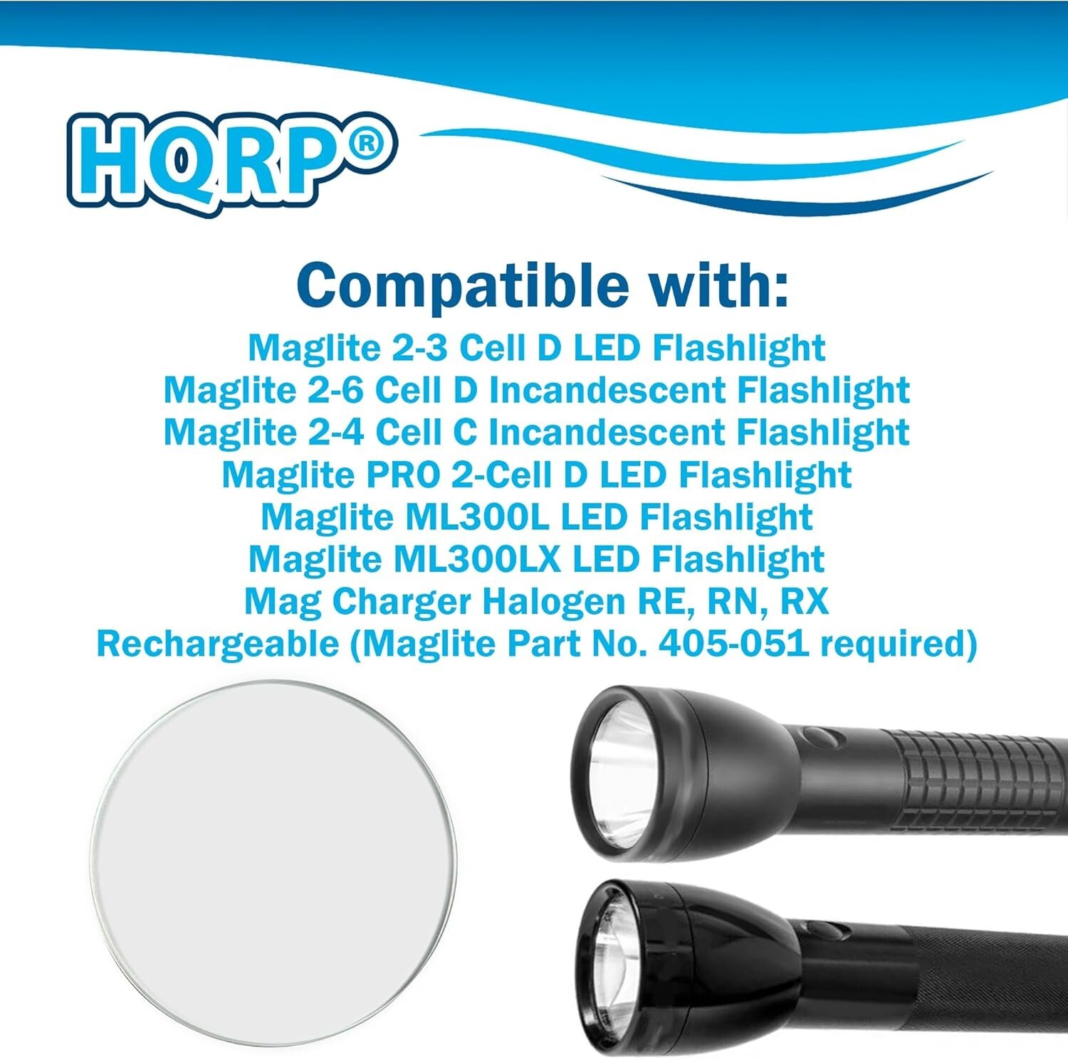 3-Pack Glass Lens for Maglite C or D Cell Flashlights 52×2 mm, Tempered Glass D