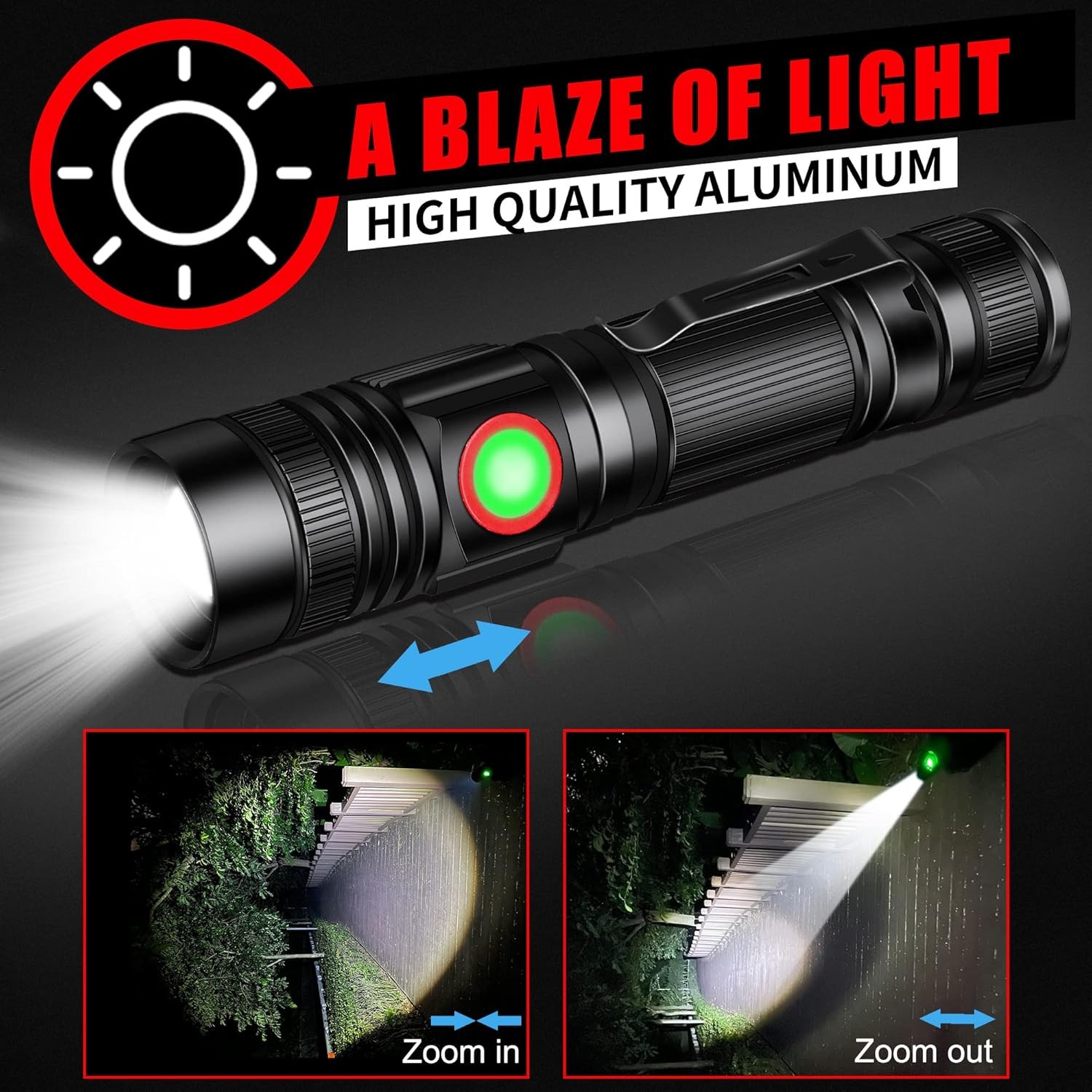 DARKBEAM LED Flashlights Rechargeable USB 2000 High Lumens, Small and Bright Poc