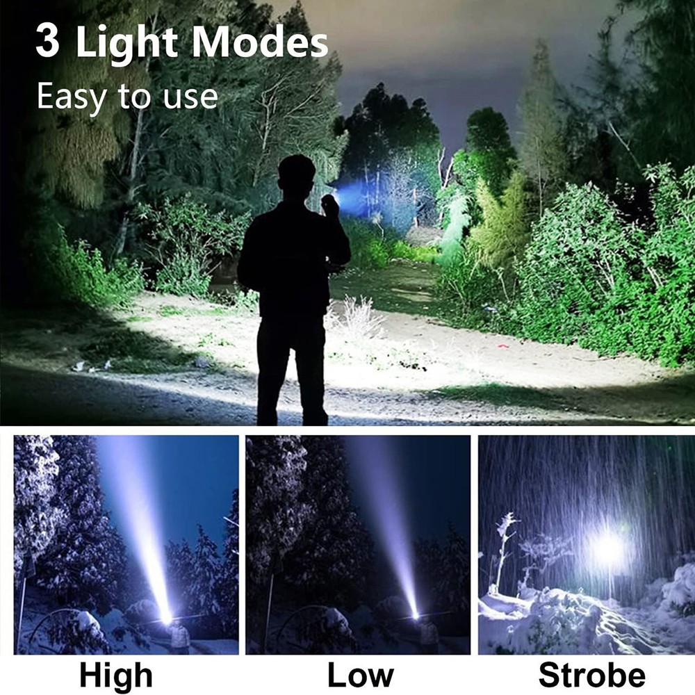 Rechargeable LED Flashlight with Zoom P50 Chip 800M Beam Distance Outdoor
