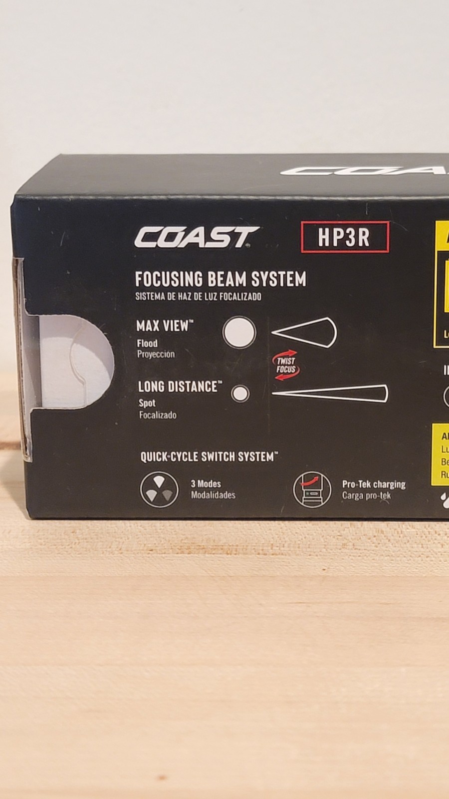 COAST HP3R 500 Lumen Rechargeable LED Penlight Twist Focus 3 Modes Black NOB
