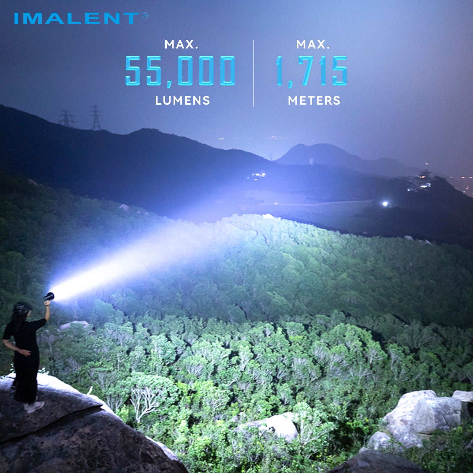 IMALENT SR16 Rechargeable Tactical Flashlight 55000LM High Lumens Cooling Fan