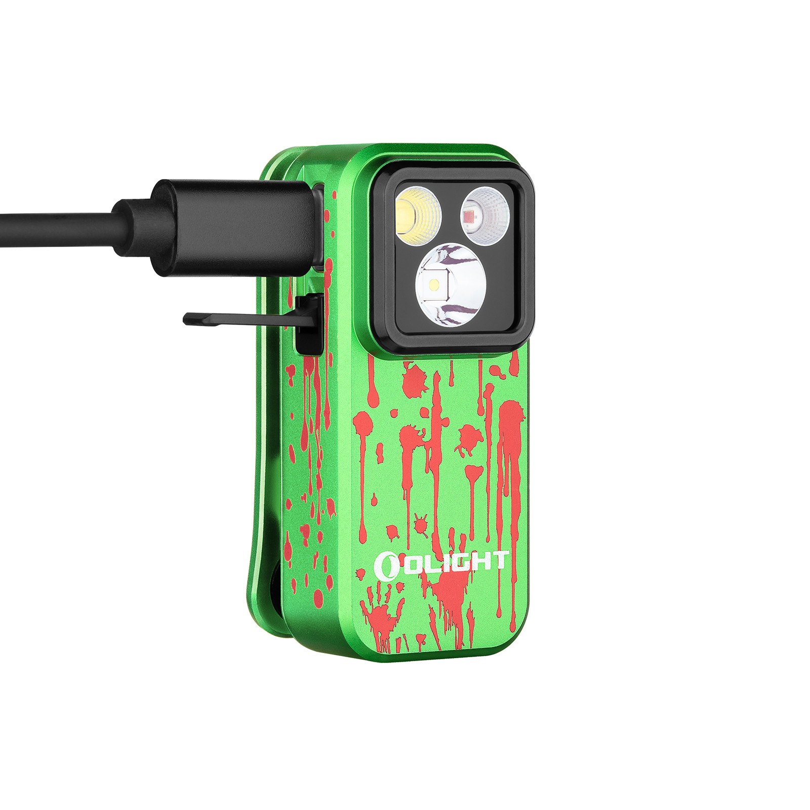 Olight Seeker 4 Pro Zombie Green CW Flashlight & Oclip Pro Zombie Green Light