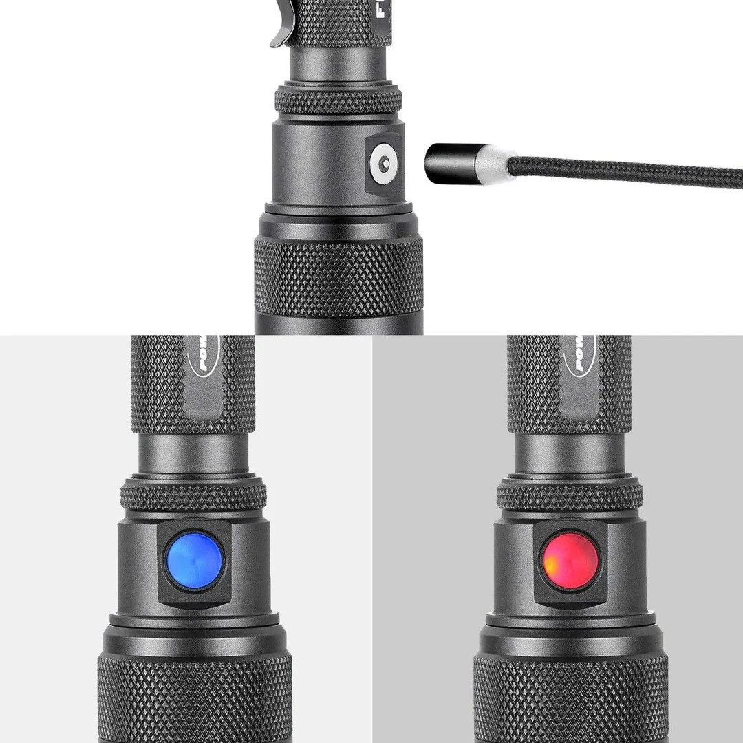 PowerTac FlexBeam 1200 Lumen Adjustable Beam Rechargeable Flashlight EDC Gear