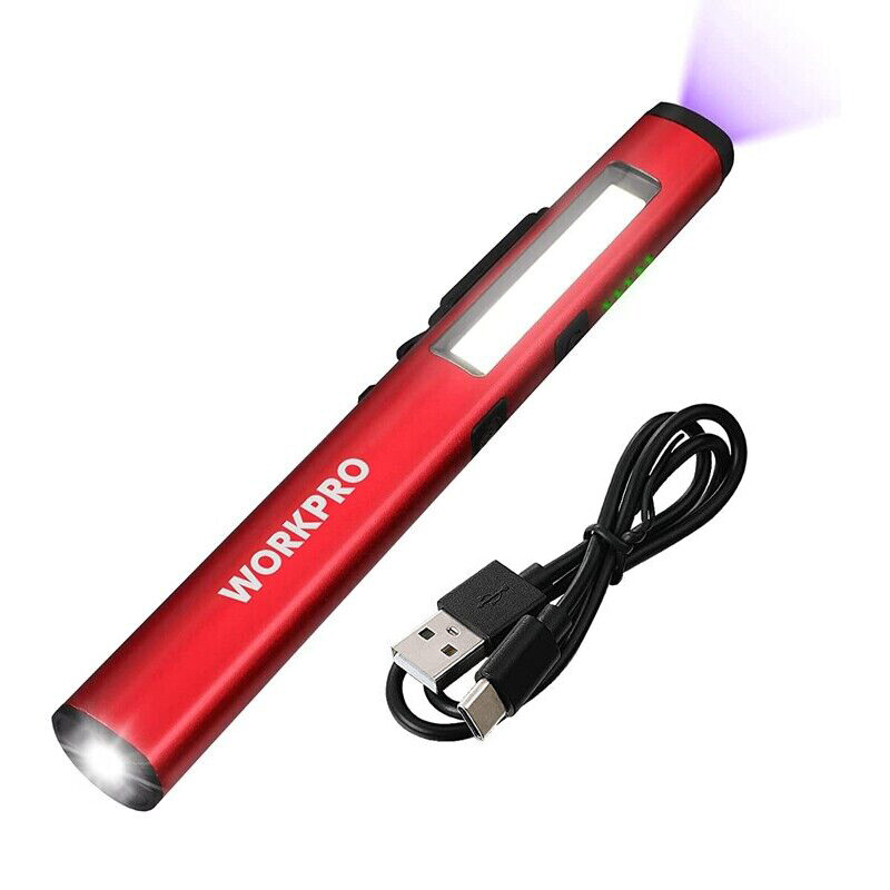 WORKPRO Rechargeable Pen Light 450 Lumen LED Flashlight 365 nm UV Black Light