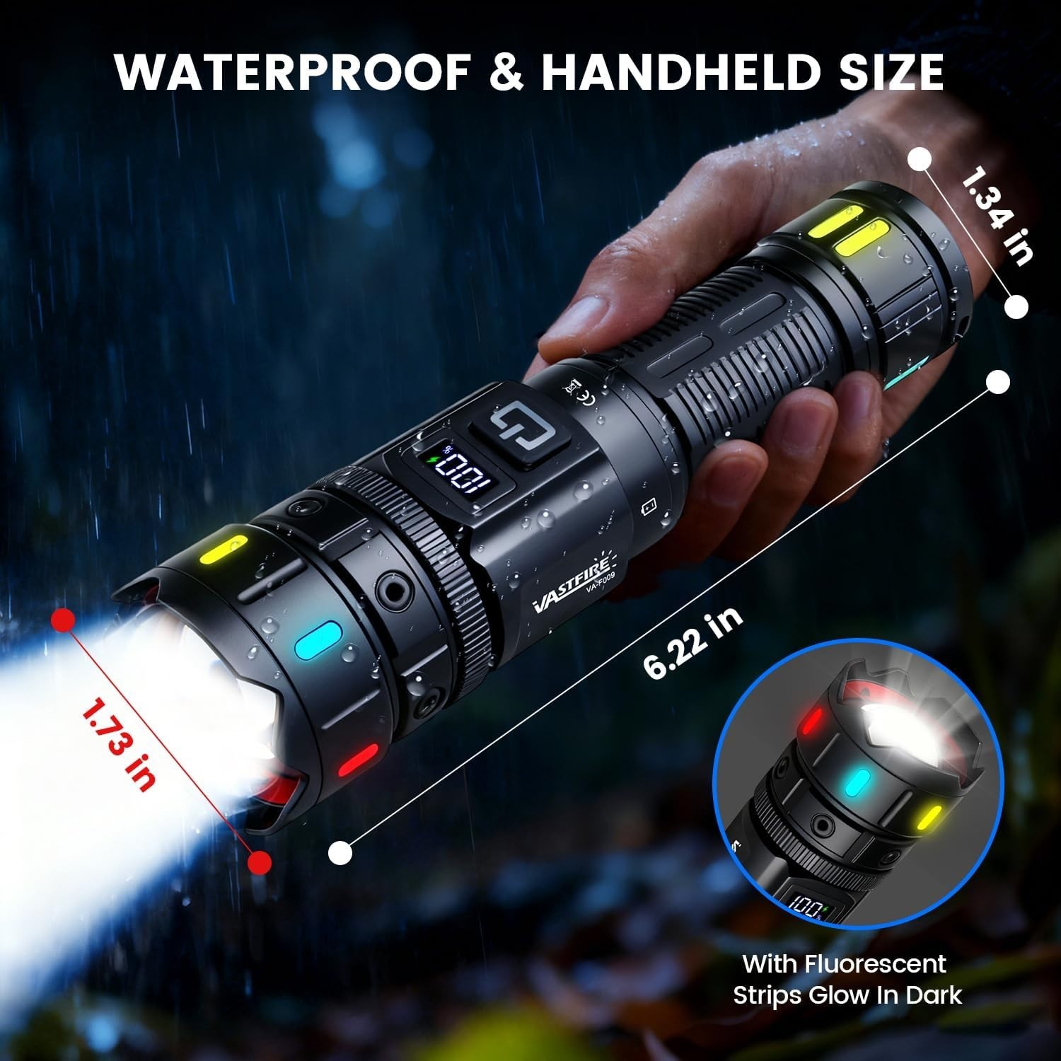 Rechargeable Flashlights High Lumens, 30W Super Bright LED Flashlight with LC…