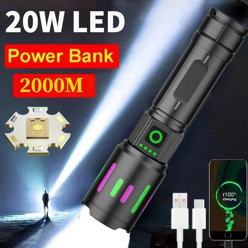 350000000 Lumen Super Bright LED Tactical Flashlight Rechargeable LED Work Light