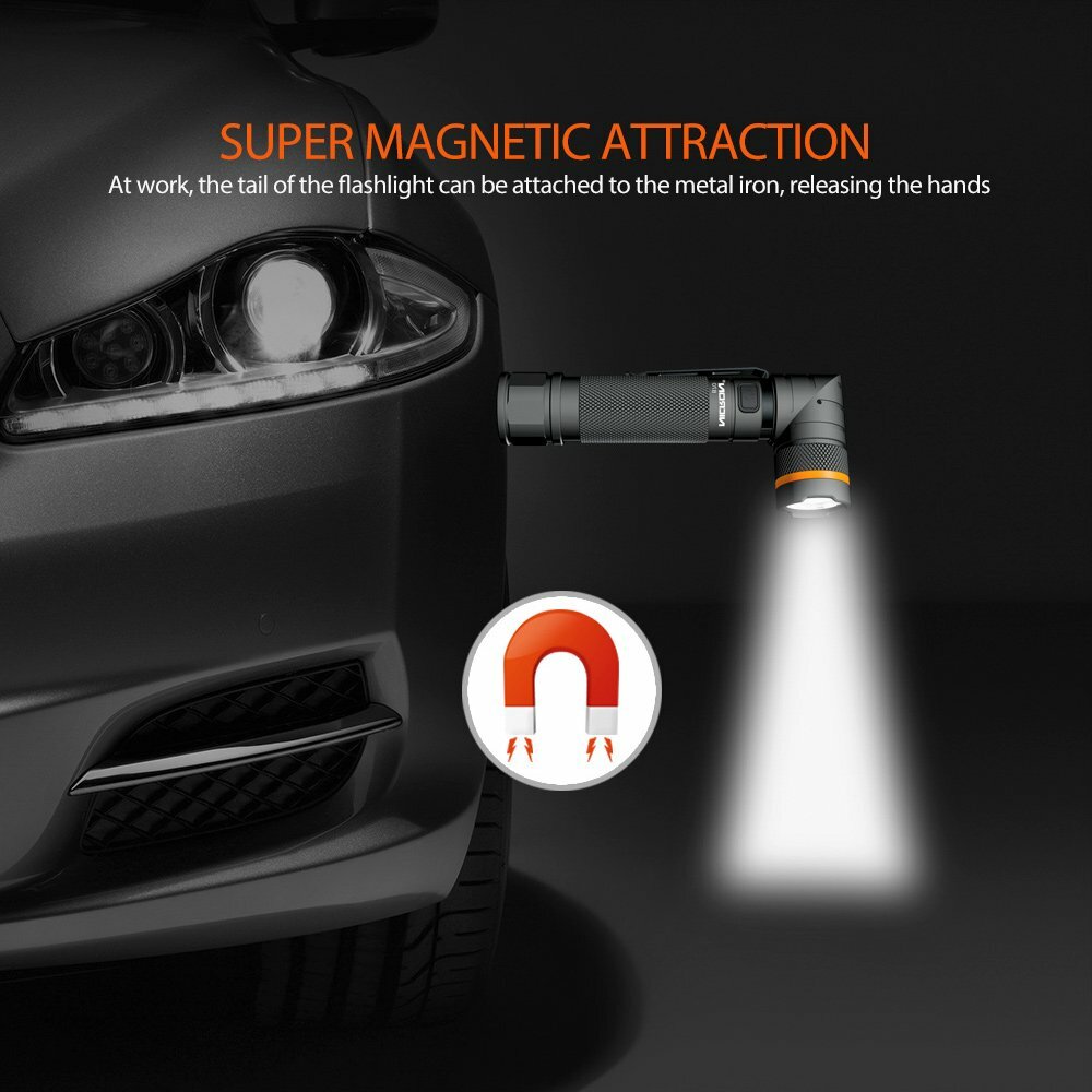Nicron 1200LM Magnetic Twist 90° Type-C Rechargeable Flashlight