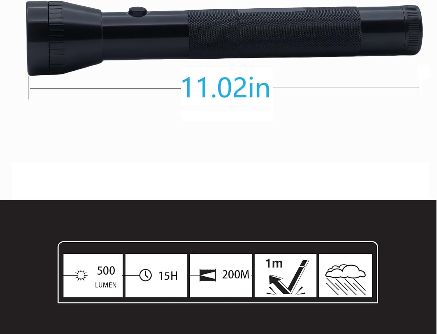 Heavy Duty LED Flashlight, 3 D Cell Battery, High Lumens, for Home Emergency,Si