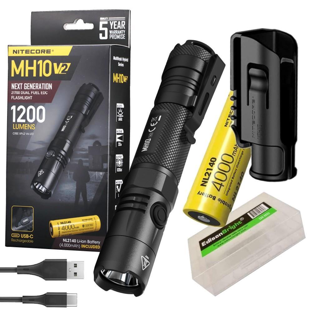 Nitecore MH10 v2.0 1200 Lumen Dual-Fuel USB-C rechargeable LED flashlight, battr