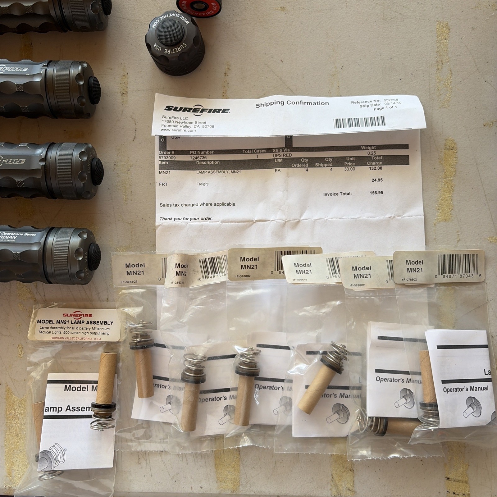 Surefire M6 Guardian And M6LT LOT of 5 With Bulbs