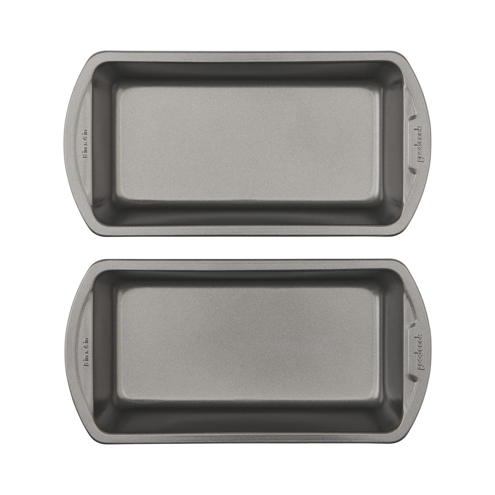 GoodCook Nonstick Loaf Pan 8 x 4-Inch Heavy-Duty 8 x (Set of 2), Gray