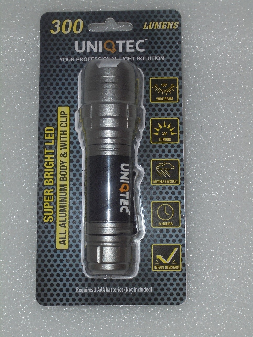 UNITEC- SUPER BRIGHT ALUMINIUM LED FLASHLIGHT! BATTERIES INCL! NEW! MFG. SEALED!