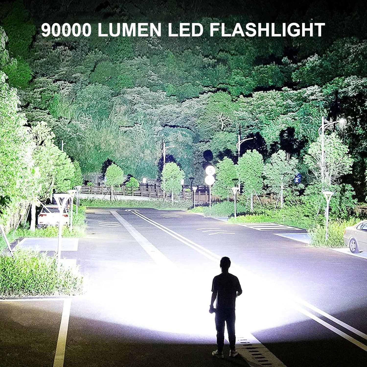 Super Bright Rechargeable 90,000 Lumen LED Flashlight – Waterproof & Versatile