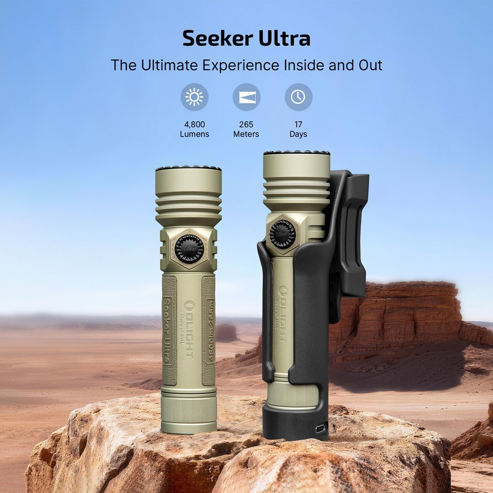 Olight Seeker Ultra High Power Flashlight Olive Green, 4800 Lumens, MCC3/USB-C
