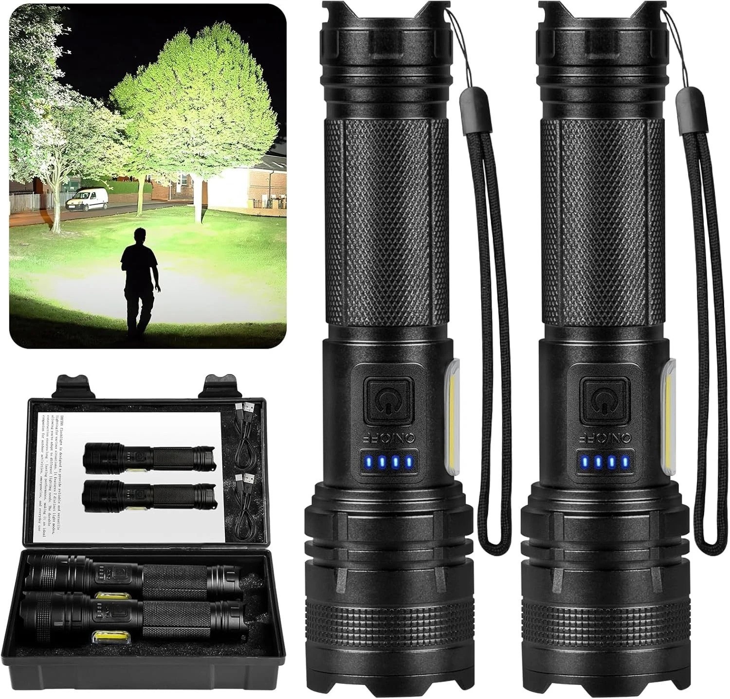 Rechargeable LED Flashlights High Lumens, 90000LM Super Bright Flashlights wi..,