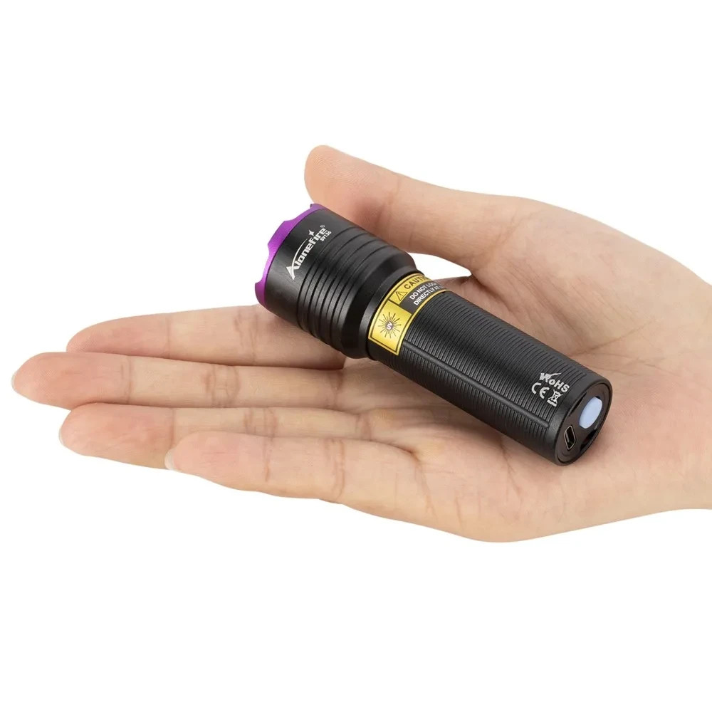 Zoom 365nm UV Flashlight USB Rechargeable Ultraviolet Light Cure Ore Money SV135