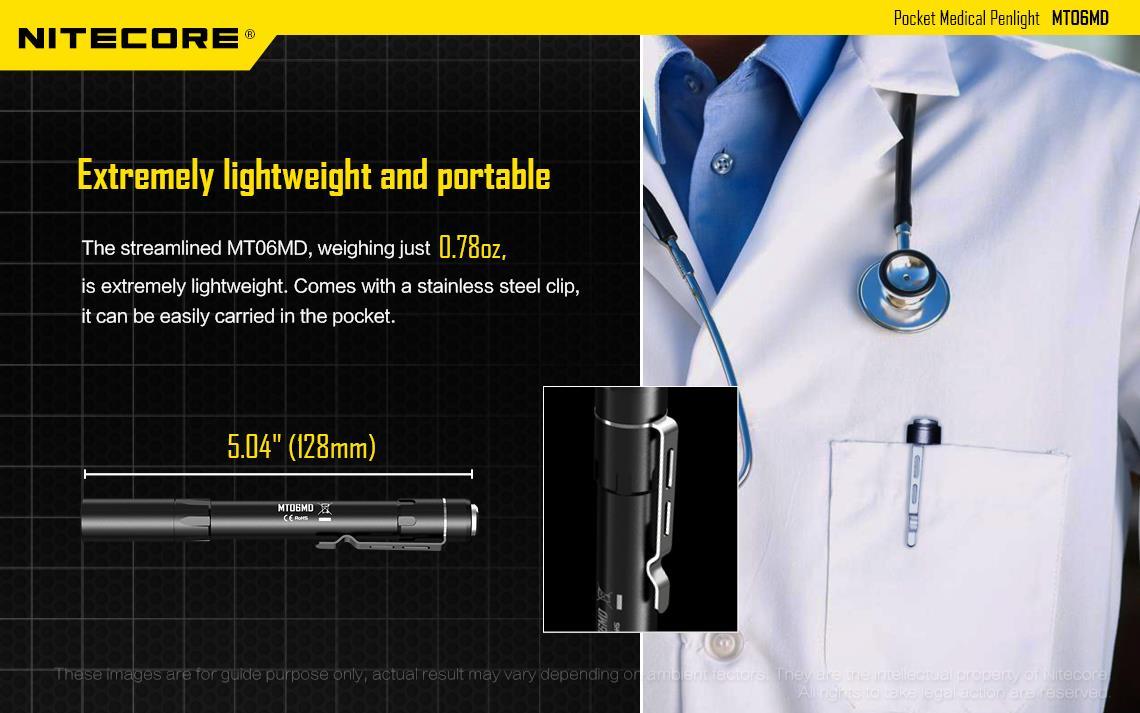 Nitecore MT06 MD 180 Lumens LED Flashlight AAA batteries flashlight for doctors