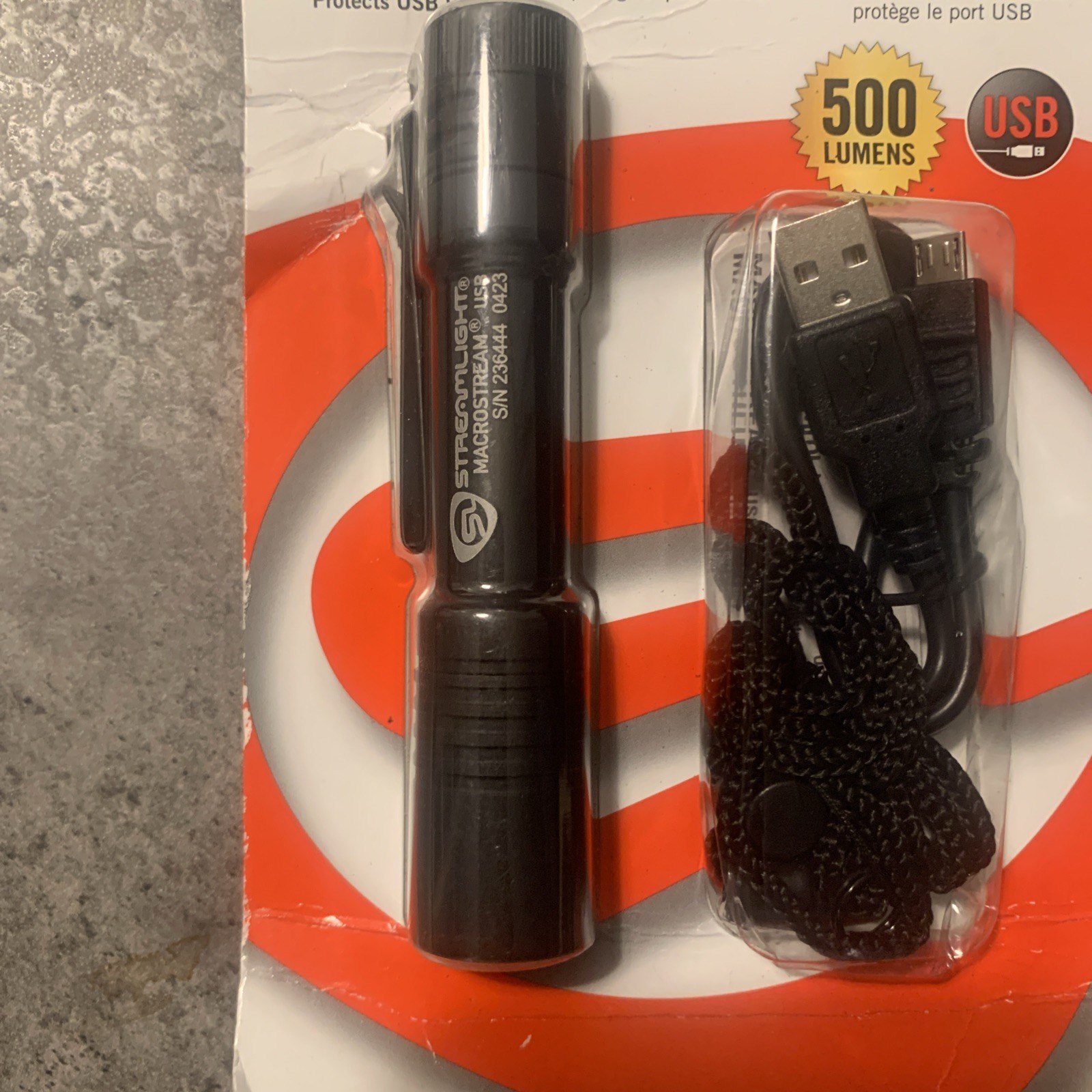 Streamlight MacroStream USB Rechargeable Flashlight USB Cord 500 Lumens Black