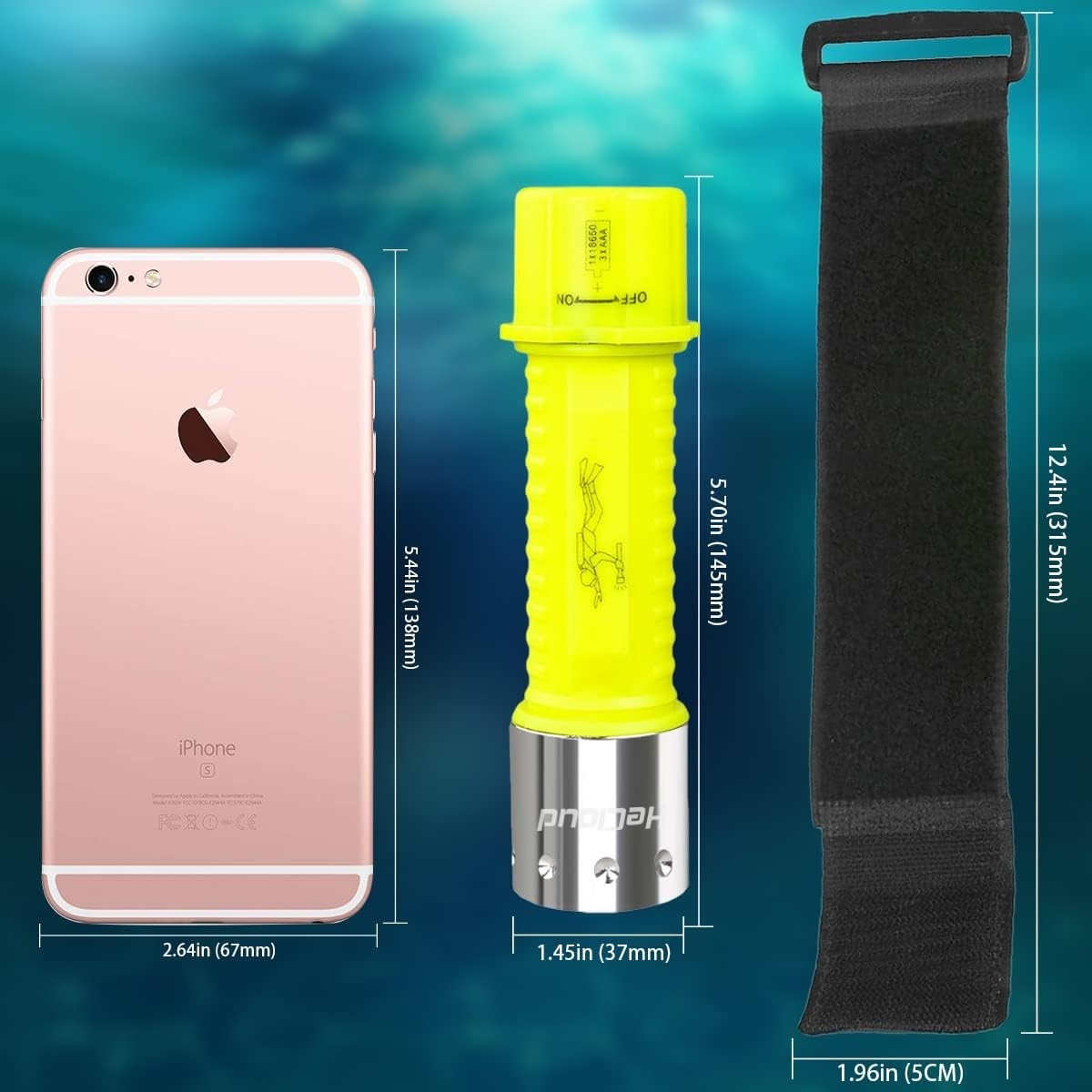 Durable & Portable Diving Flashlight – 2-Pack Rechargeable Underwater Lights