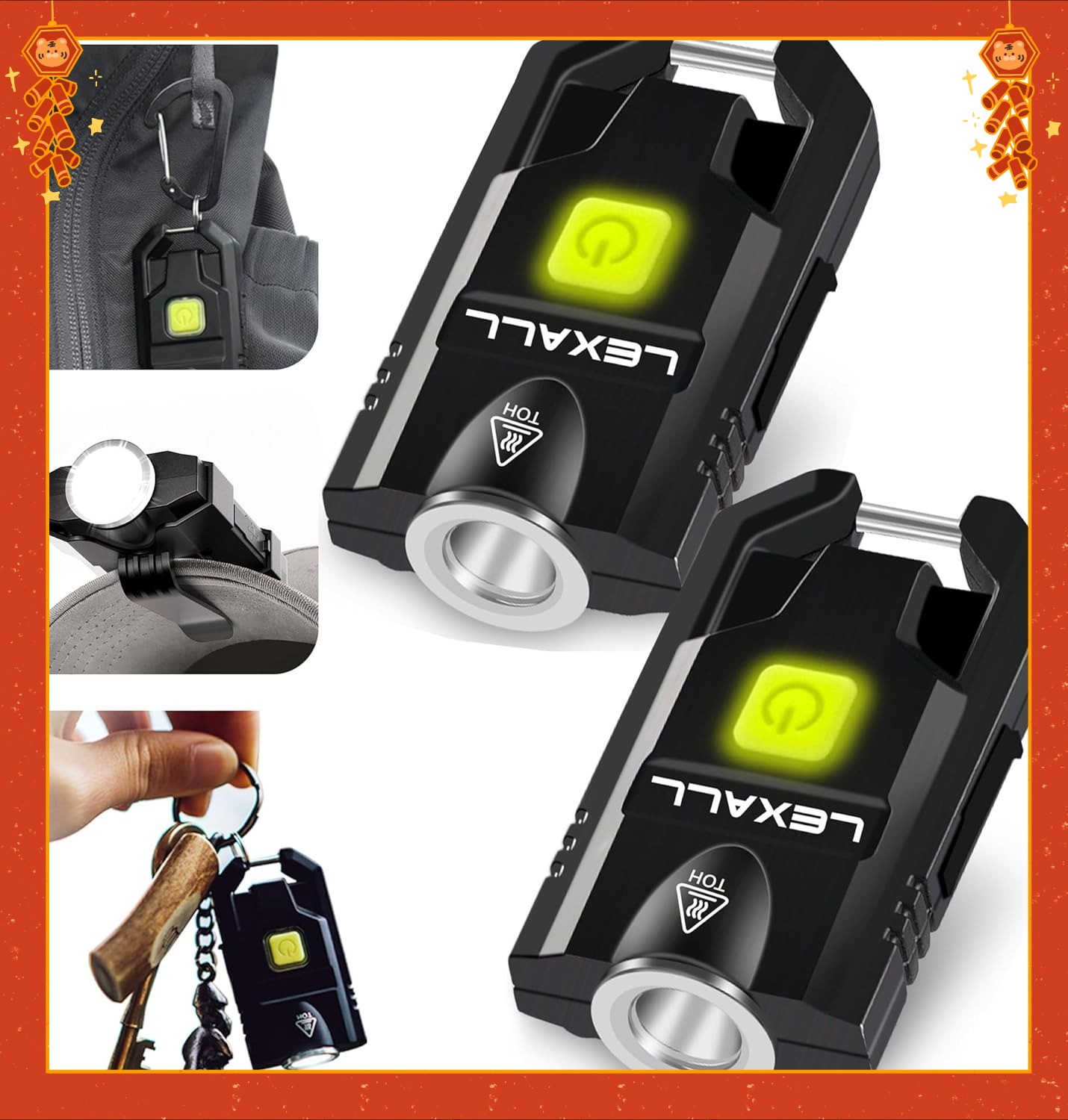 USB rechargeable, 500 lumens, LED flashlight, headlamp, suitable for outdoor use