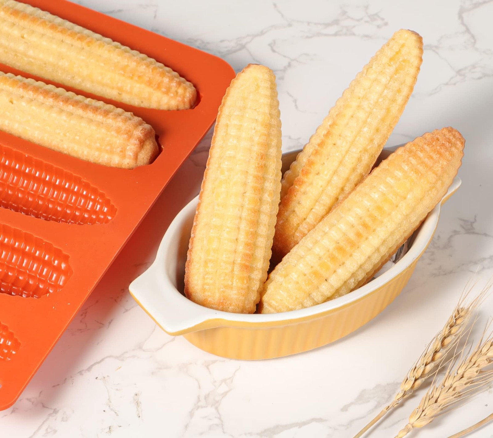 Webake Corn Stick Bread Pan Set of 2, Silicone Cob Stick, Red