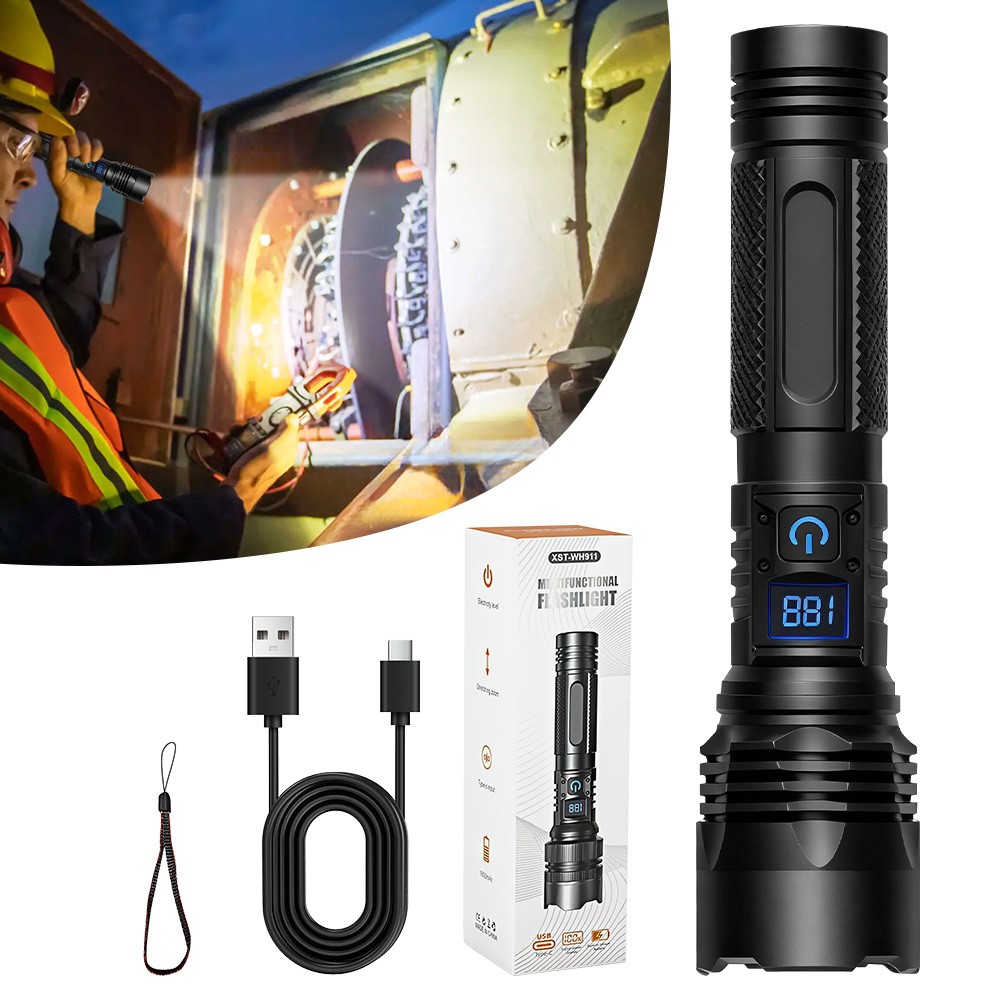 990000000 Lumen Super Bright LED Tactical Flashlight Rechargeable LED Work Light