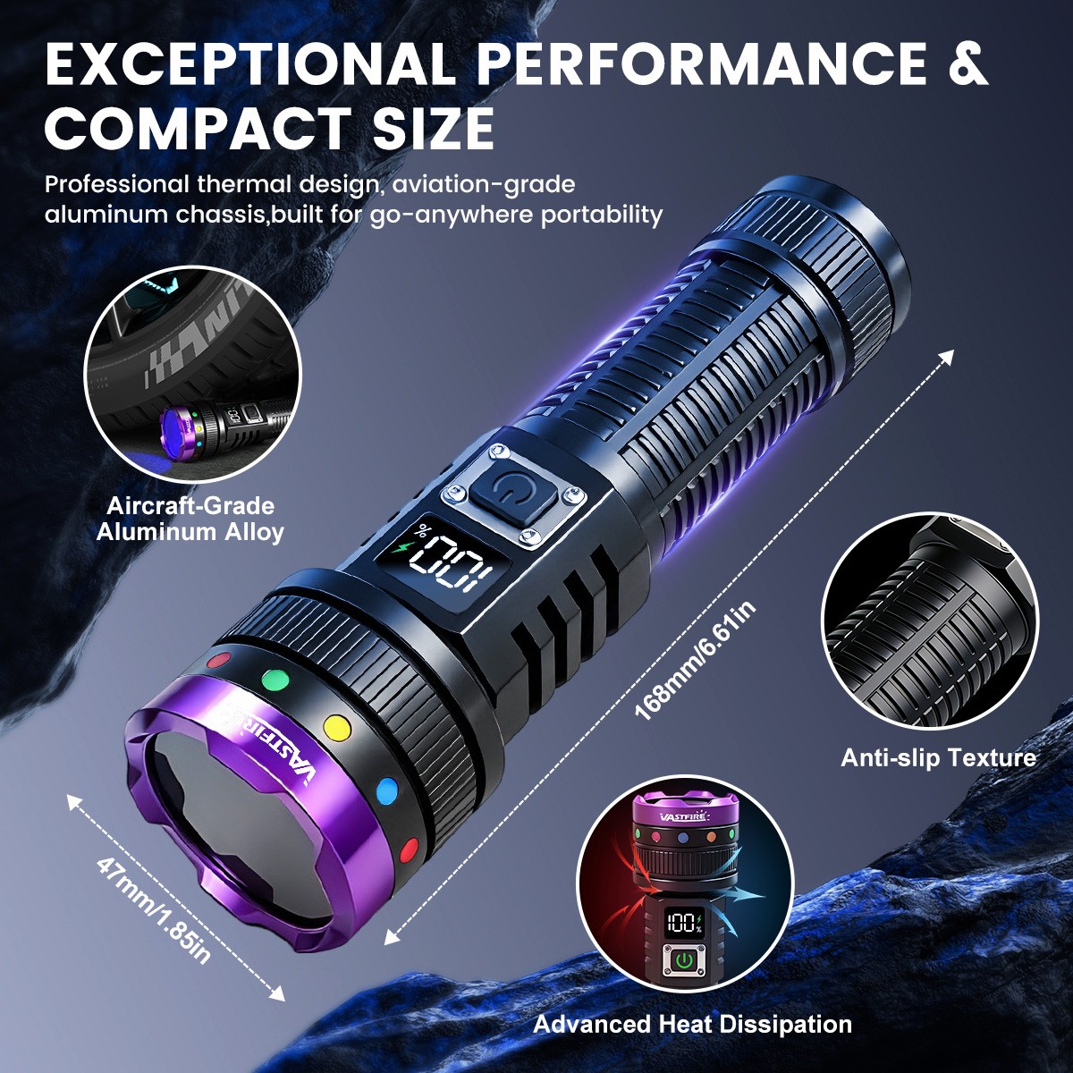 365 nm UV Light 30W LED Flashlight USB TYPE-C Charging Torch Urine Scorpion