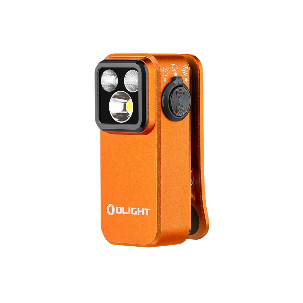 Olight Oclip Pro S Black & Orange EDC Clip Flashlights w/Headlamp Strap, 600 Lum