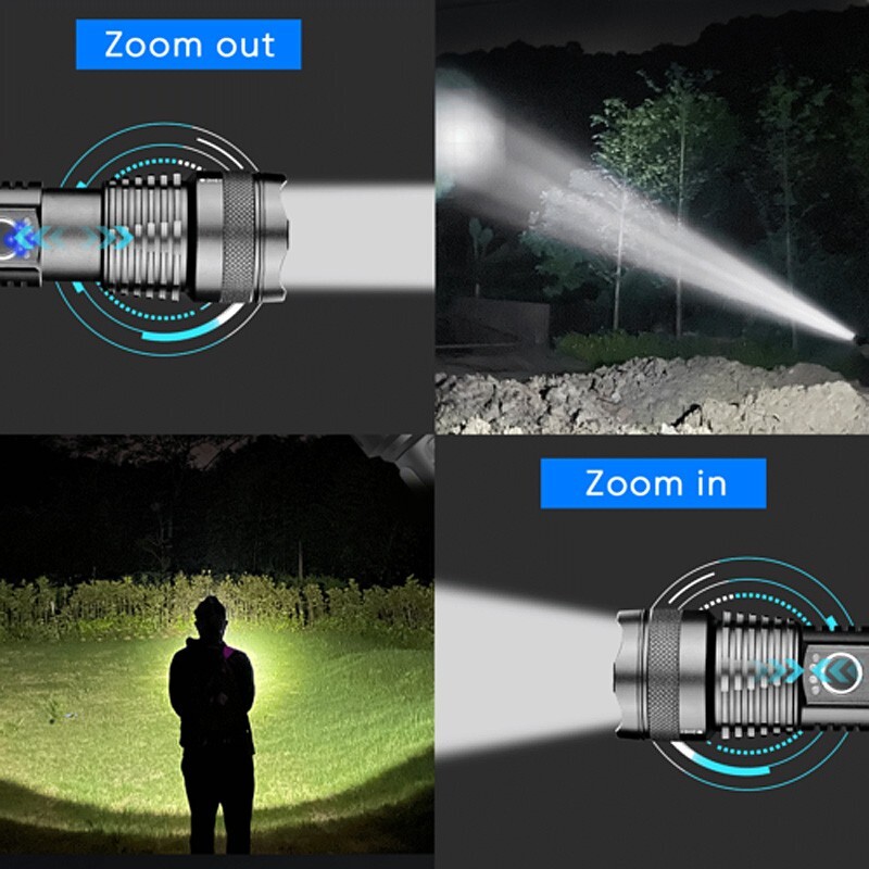 Super Bright Tactical USB Type C Rechargeable LED Flashlight Li-ion Battery NICE