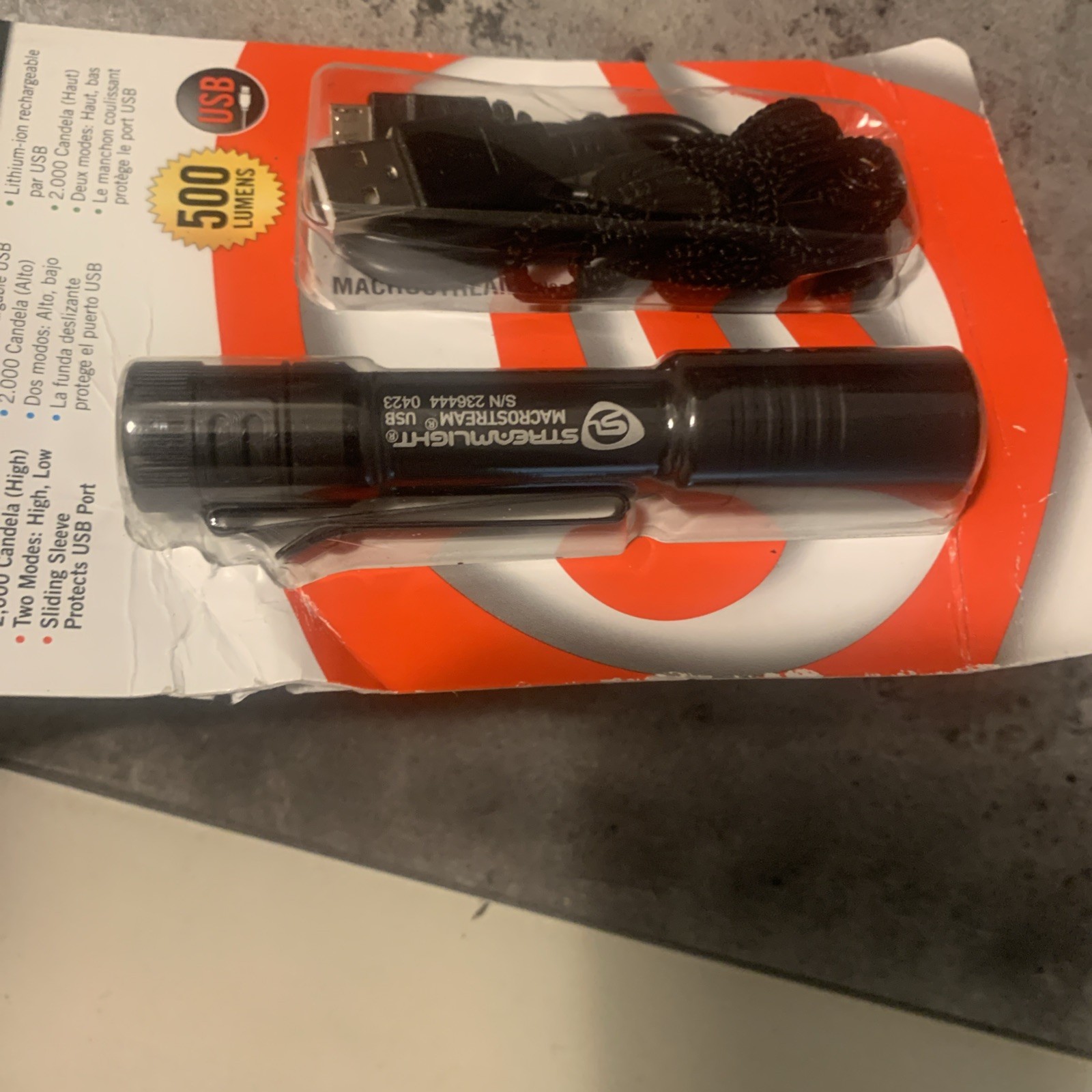 Streamlight MacroStream USB Rechargeable Flashlight USB Cord 500 Lumens Black
