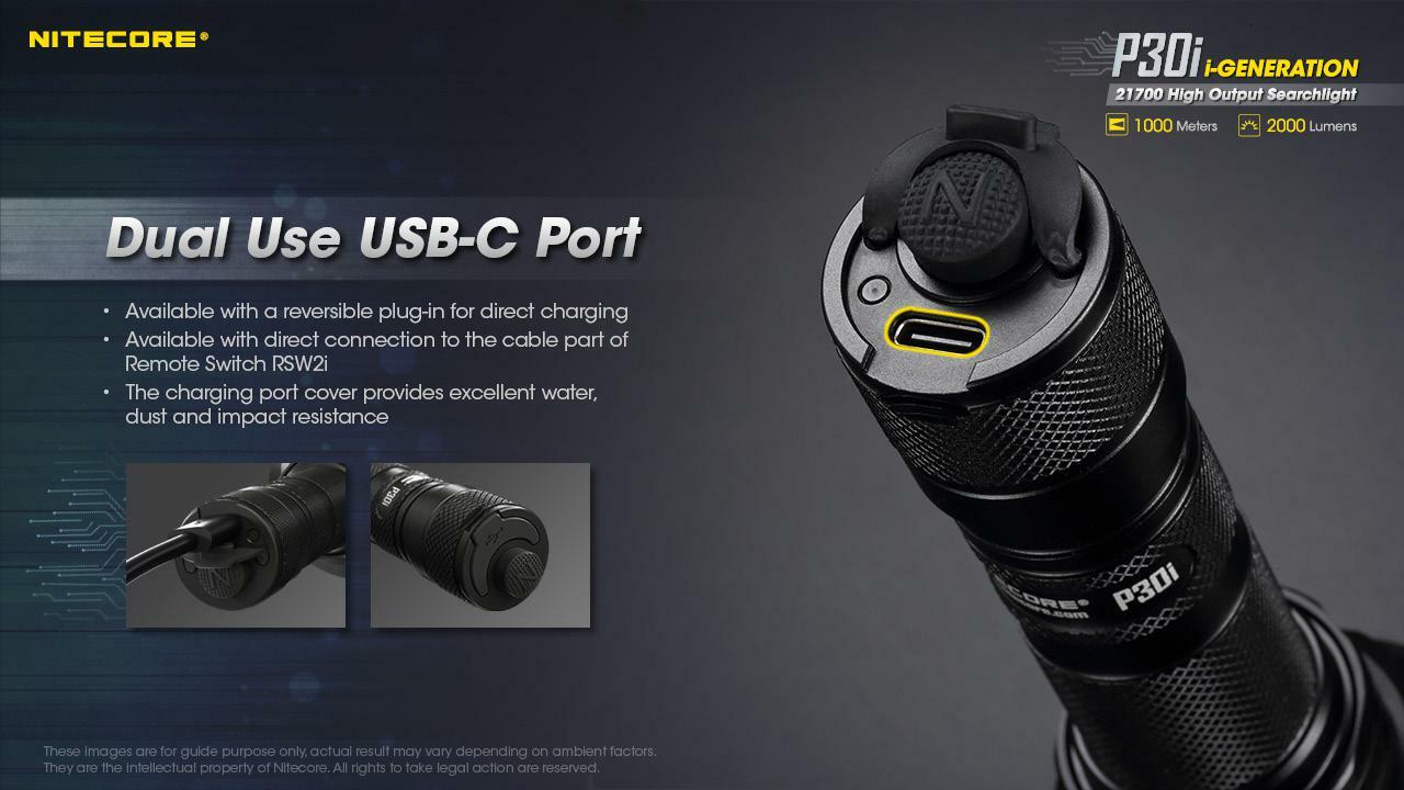 NITECORE P30i USB Rechargeable Flashlight w/GM02 Mount & Extra NL2150HPi Battery
