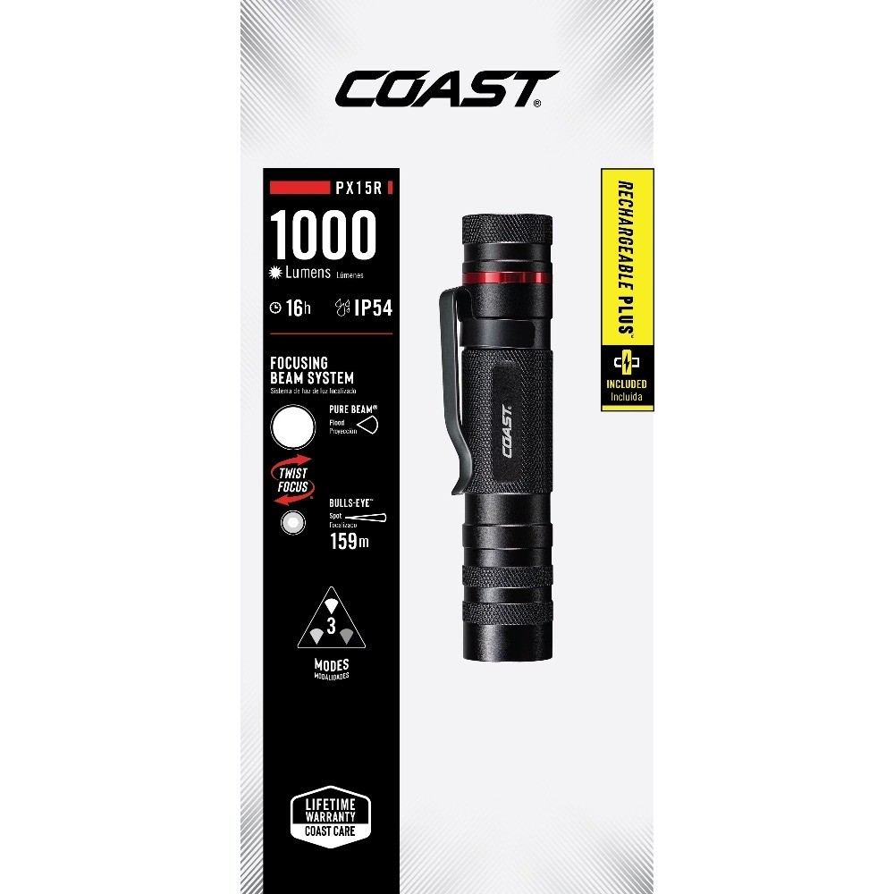 PX15R Rechargeable LED Flashlight – 1000 Lumens, Power, IP54 Rated,