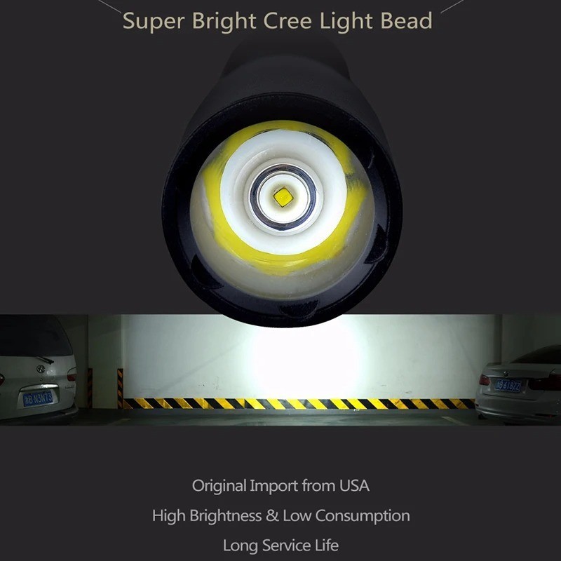 LED Flashlight Waterproof Super Bright Baton Aluminium Alloy Torch