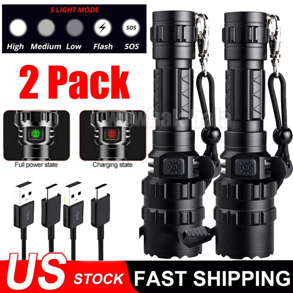Super-Bright Flashlight 9900000Lumens LED Tactical Torch LED Rechargeble Battery