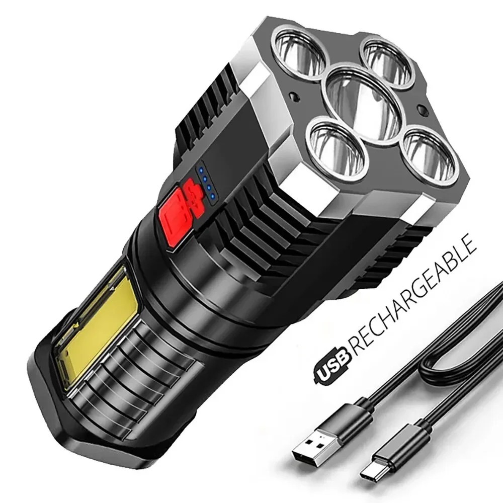 Super Bright LED Torch Flashlight+USB Rechargeable Tactical Camping Outdoor Lamp